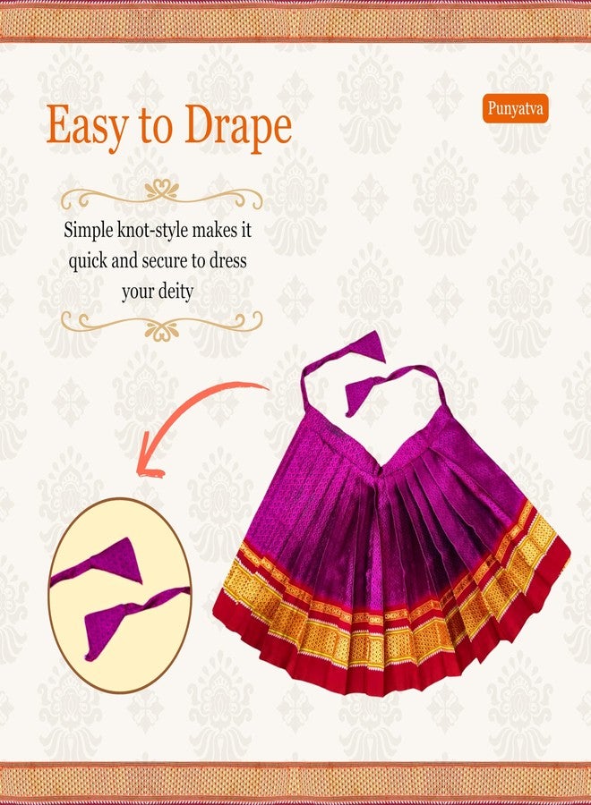PUNYATVA ساري PUNYATVA Kalash Khun (وردي) / Mata Rani Poshak لـ Varalakshmi، Ma Laxmi، Goddess Durga، Gangaur/Chunri Patka Lehenga Ghagra Khan Dress/Navaratri Margashirsha Devi Pooja Accessories - Image 4